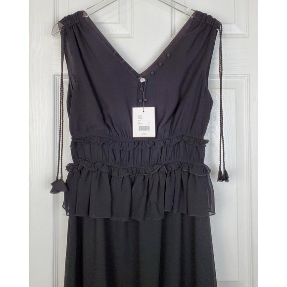 NWT Gibson Latimer ruffle waist vneck Button dress - Picture 4 of 8
